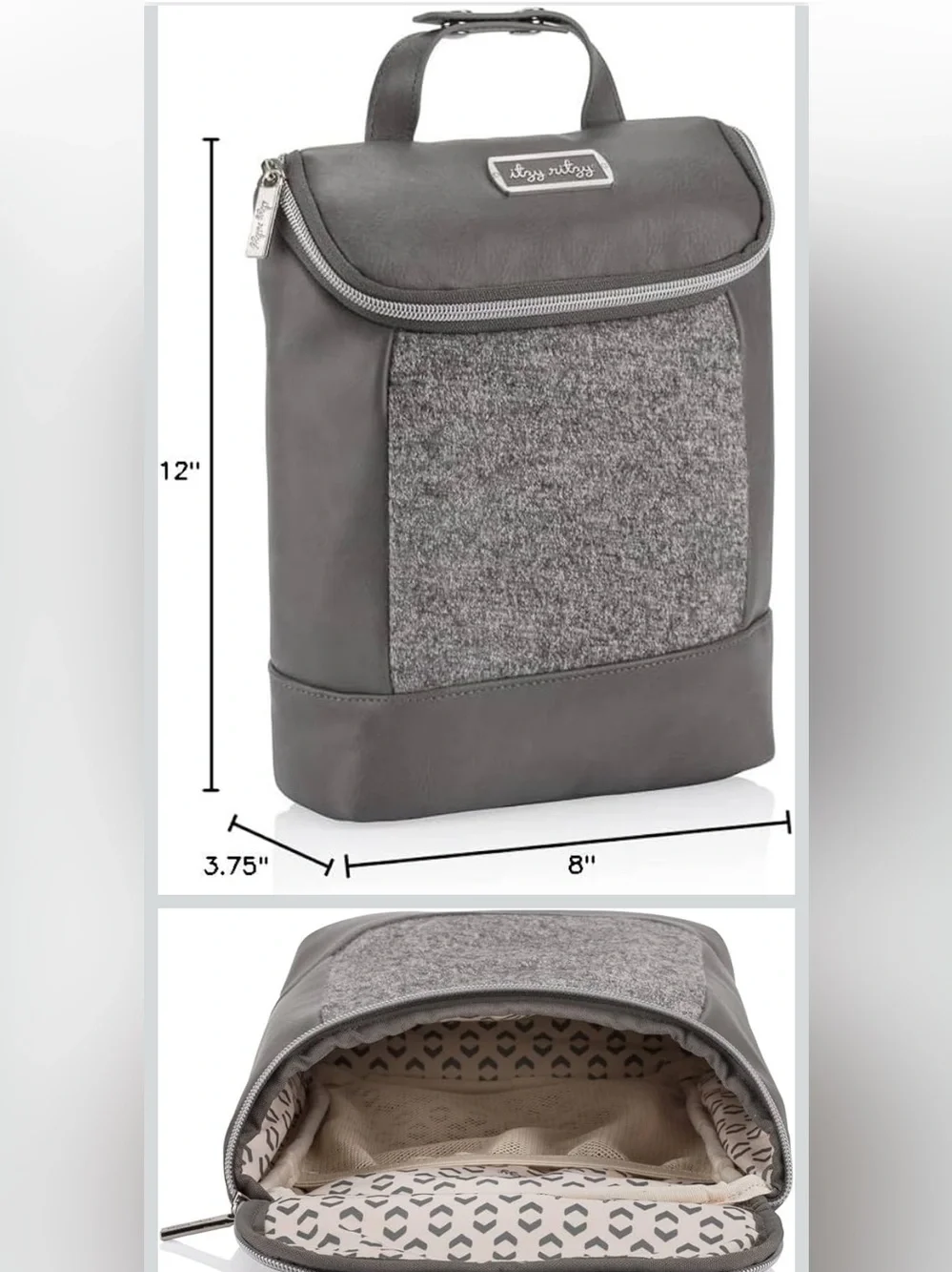 Itzy Ritzy Insulated Bottle Bag Grayson Textured Front Panel